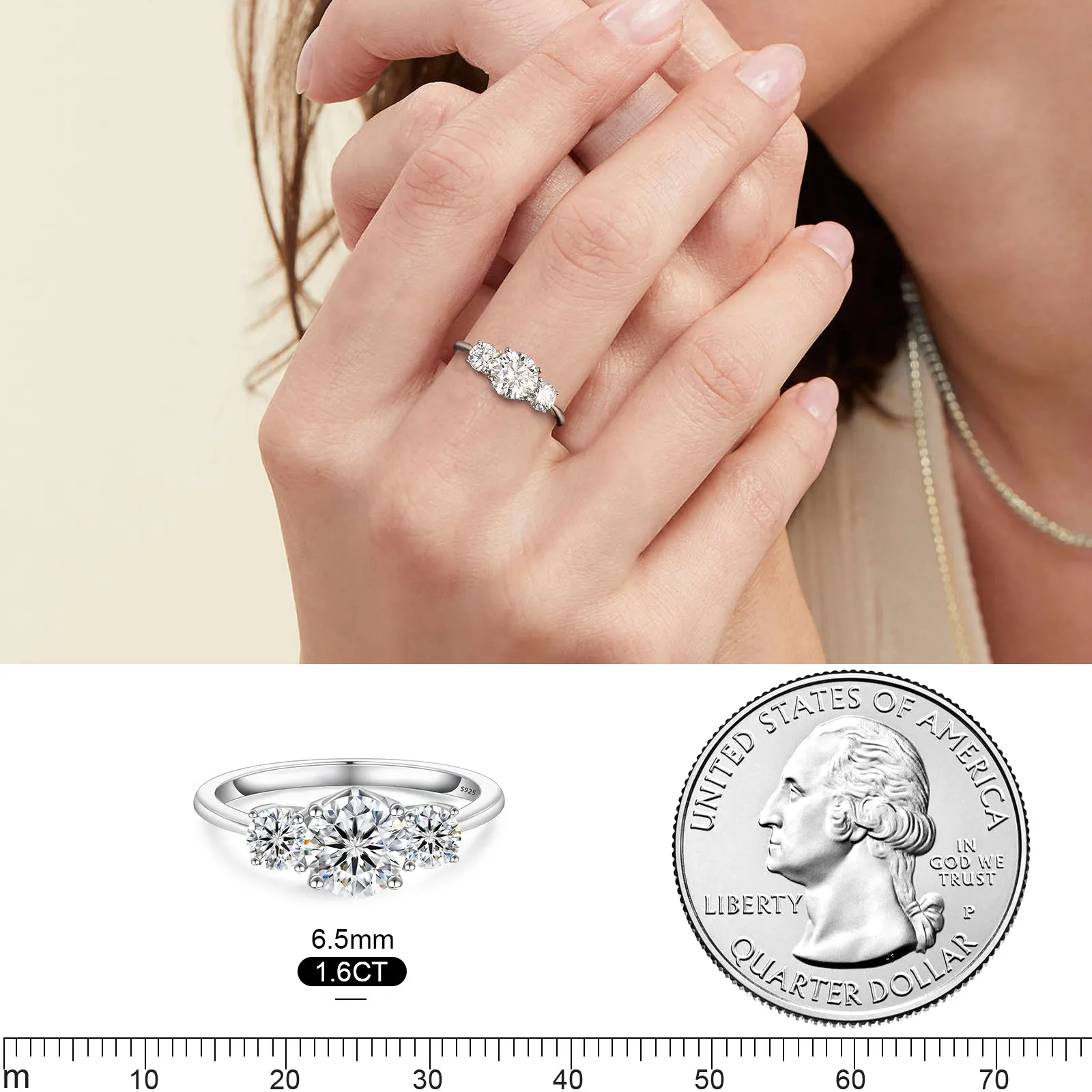1.0 Carats VVS1 Moissanite Rings for Women 0180 KRKC