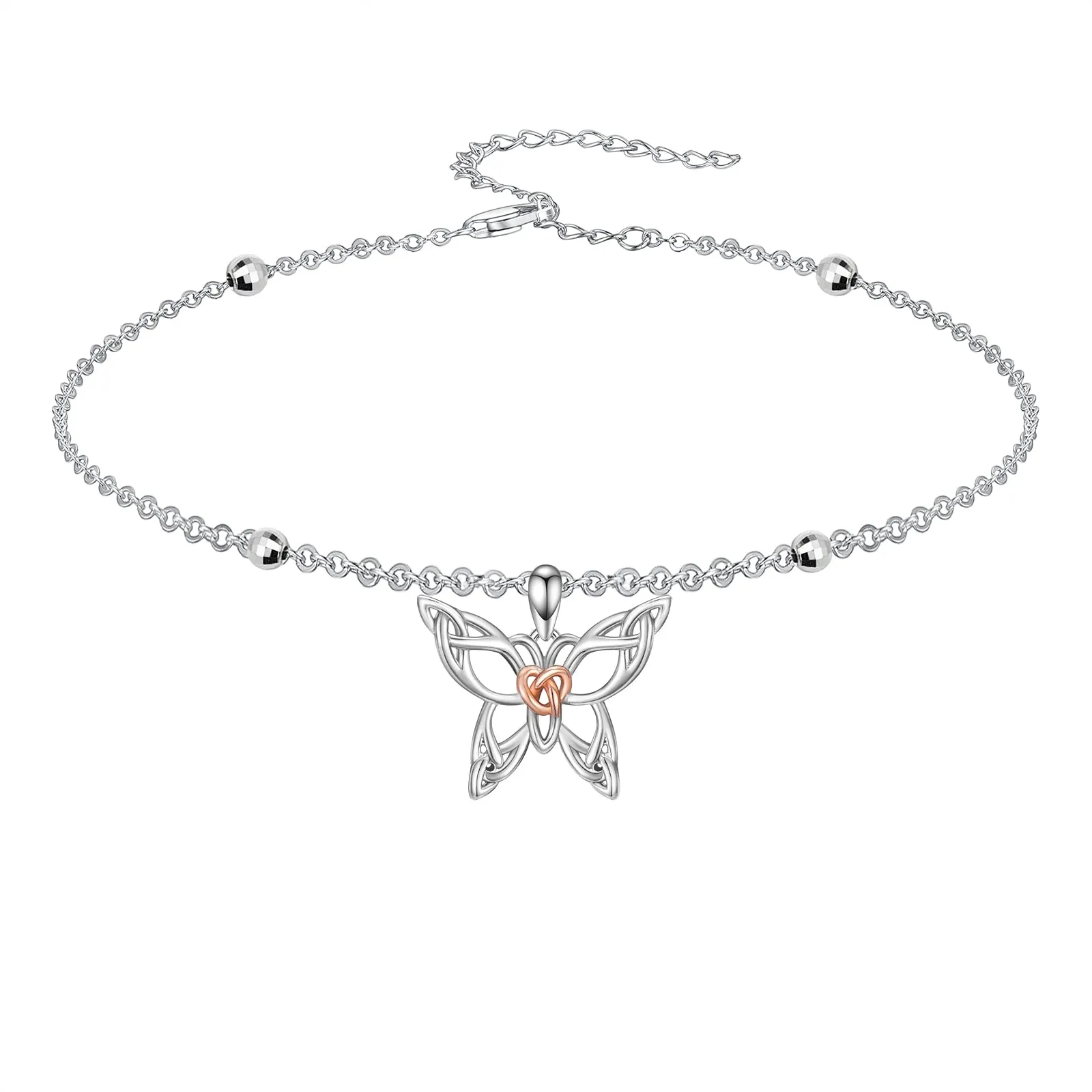 14K Gold Sterling Silver Birthstone Dragonfly Anklet Butterfly Anklet Irish Celtic Jewelry for Women