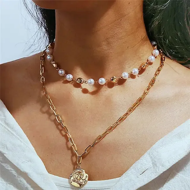 17KM Vintage Pearl Necklaces For Women
