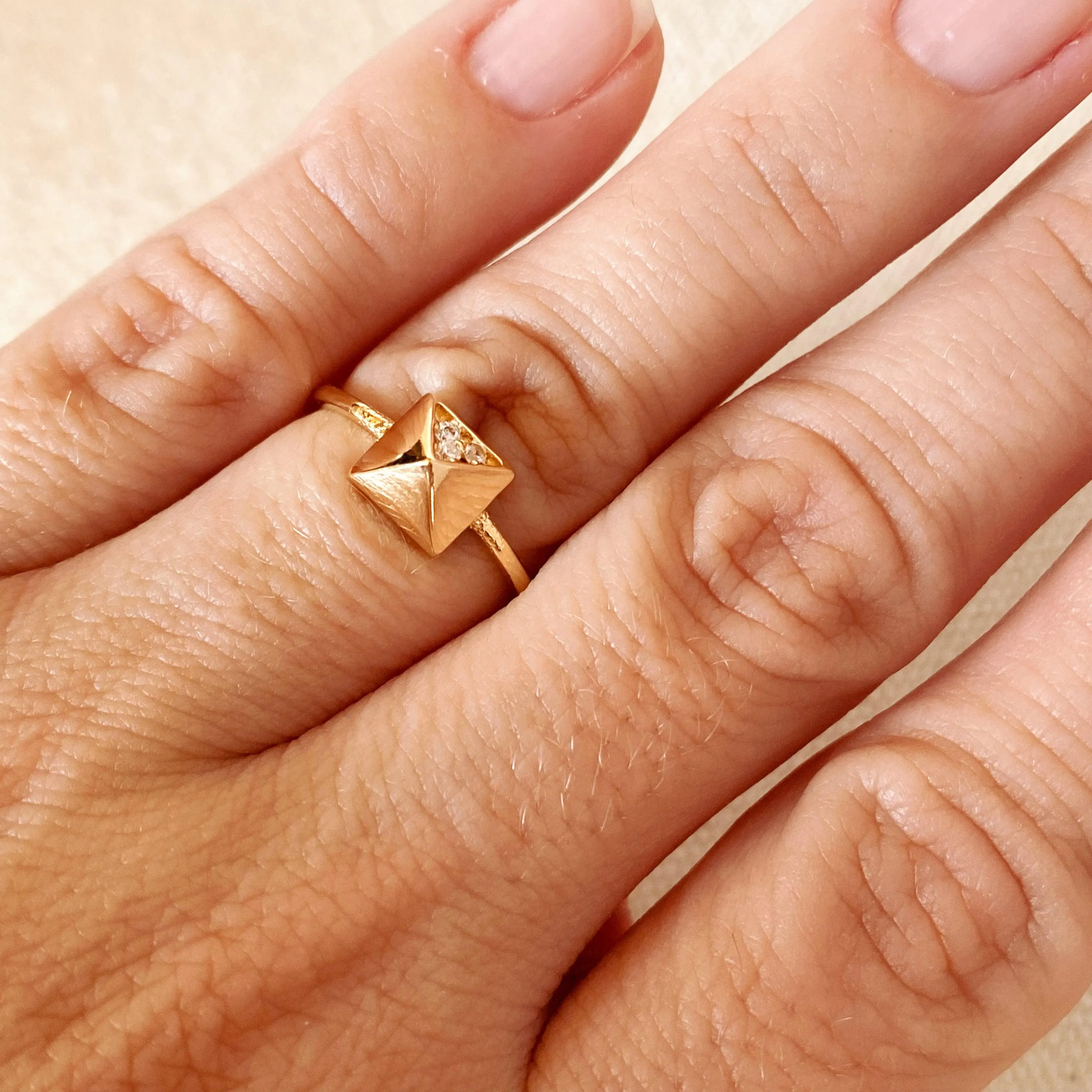 18k Gold Filled Pyramid Ring