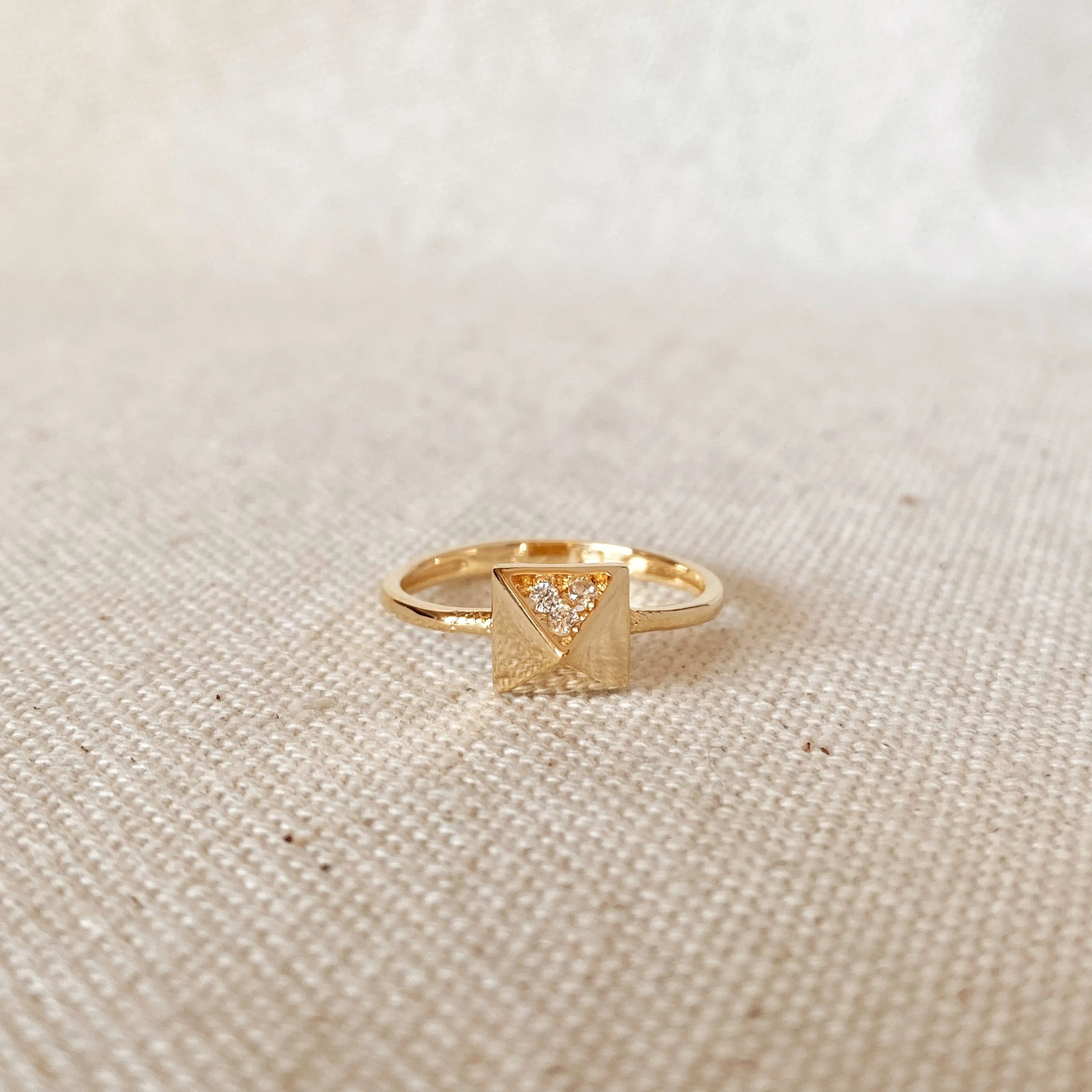 18k Gold Filled Pyramid Ring