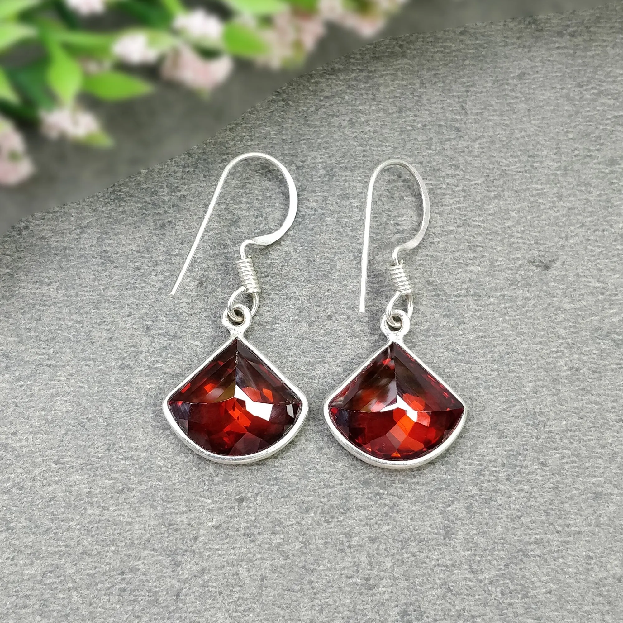 925 Sterling Silver : 4.66gms Synthetic Manmade Blue Coral Simulated Bezel Set Drop Dangle Hool Earring 1.35"