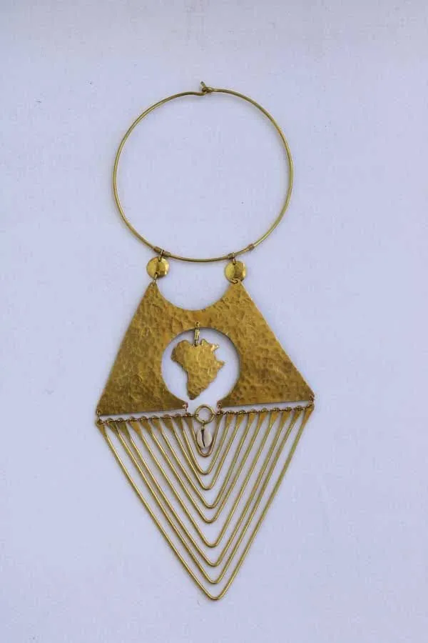 African Brass Necklace, Brass Jewelry, Gift for her, Moms gift, Boho Necklace, Christmas gift