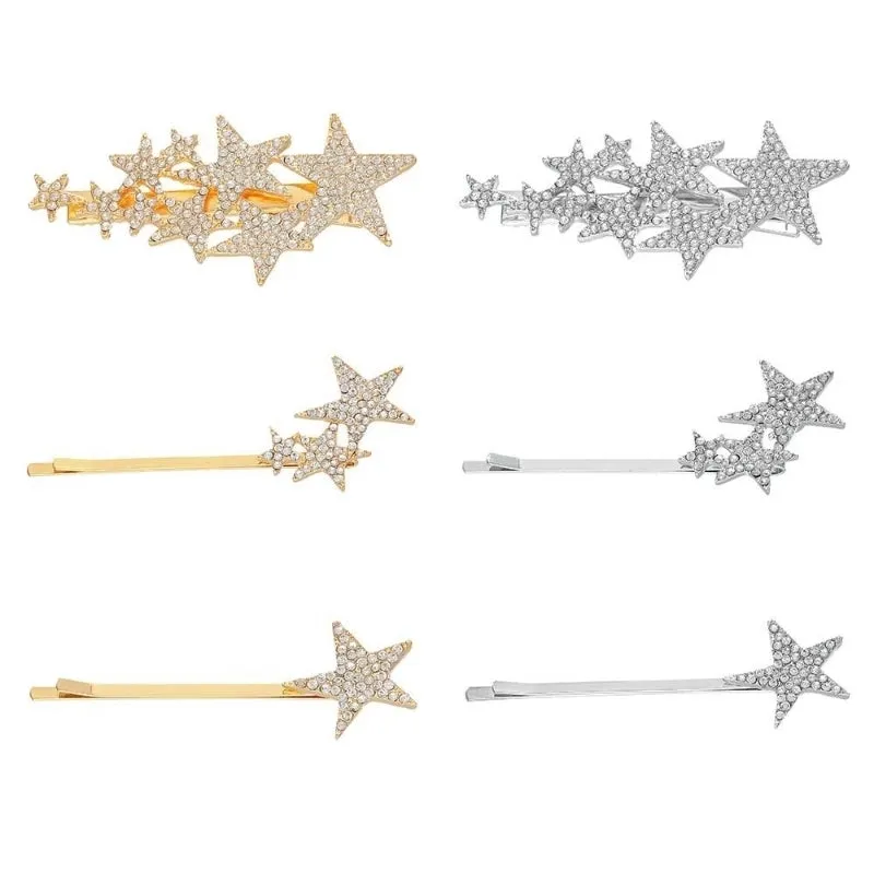 Alloy Diamond Five-pointed Star Hairpin Flash Diamond Star Hairpin Nhhn155499
