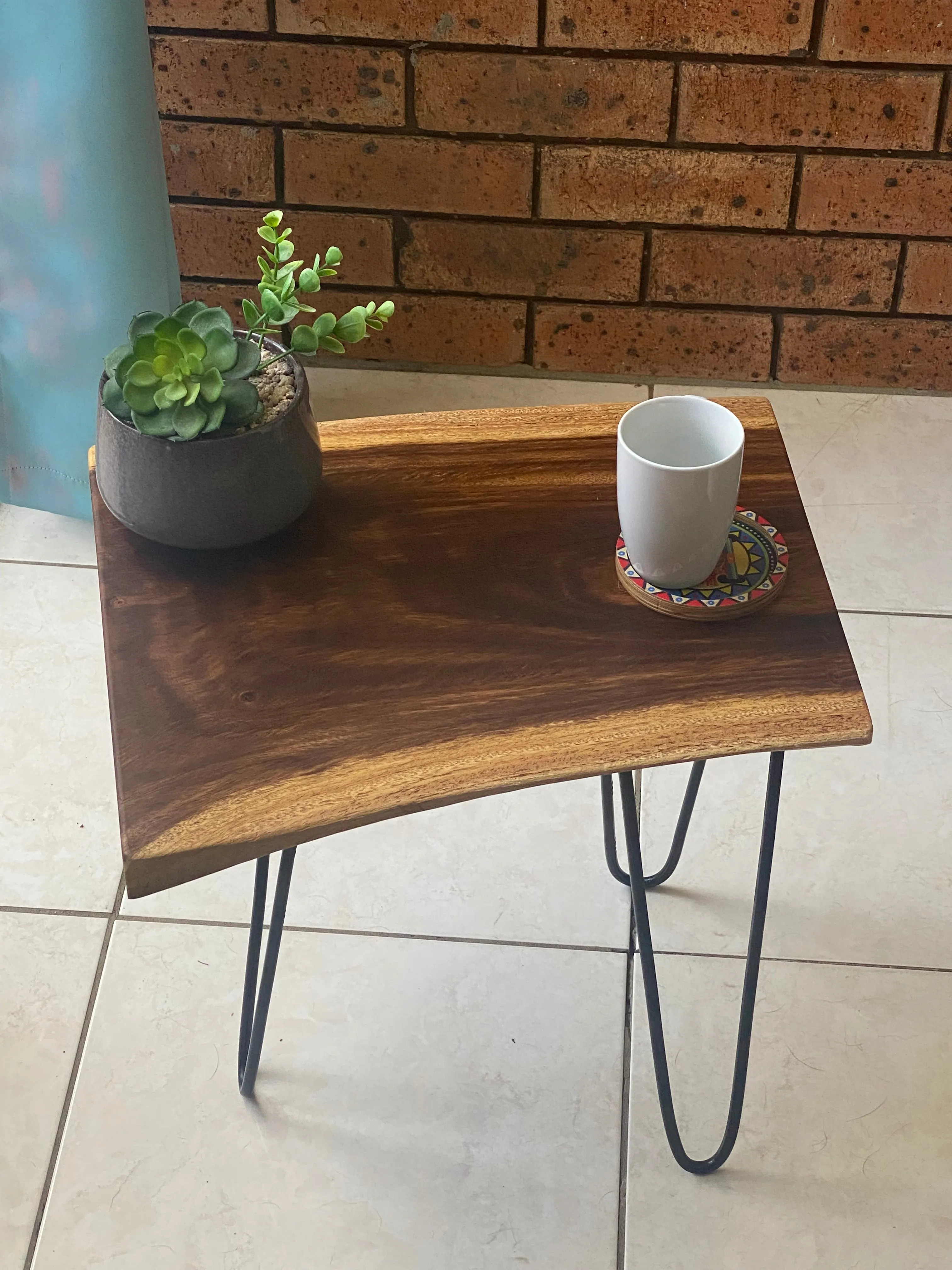 Bedside Table- Live Edge natural Wooden Side Table / Corner Table / Plant or book Stand Raintree Wood-OS56 model