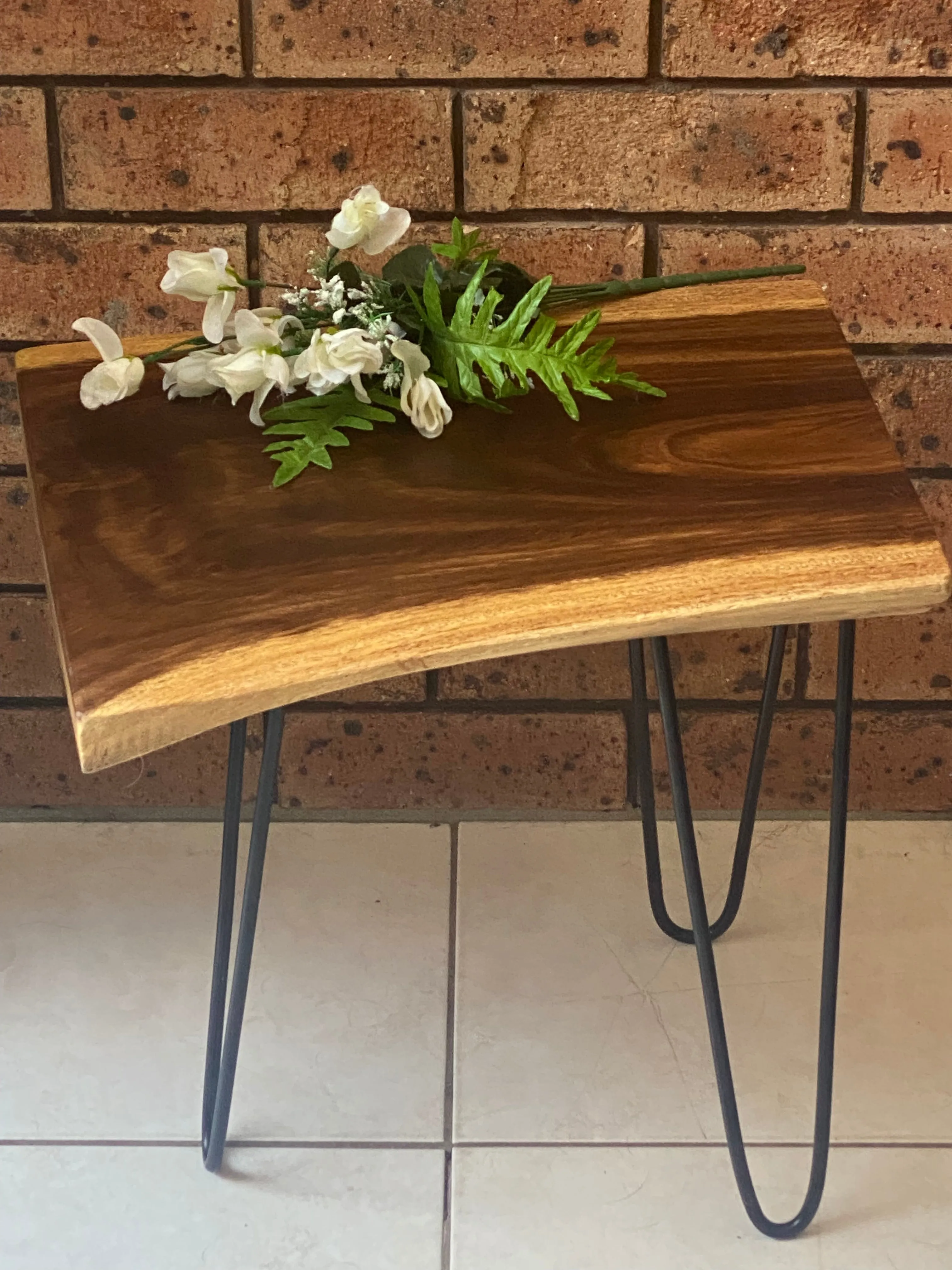 Bedside Table- Live Edge natural Wooden Side Table / Corner Table / Plant or book Stand Raintree Wood-OS56 model