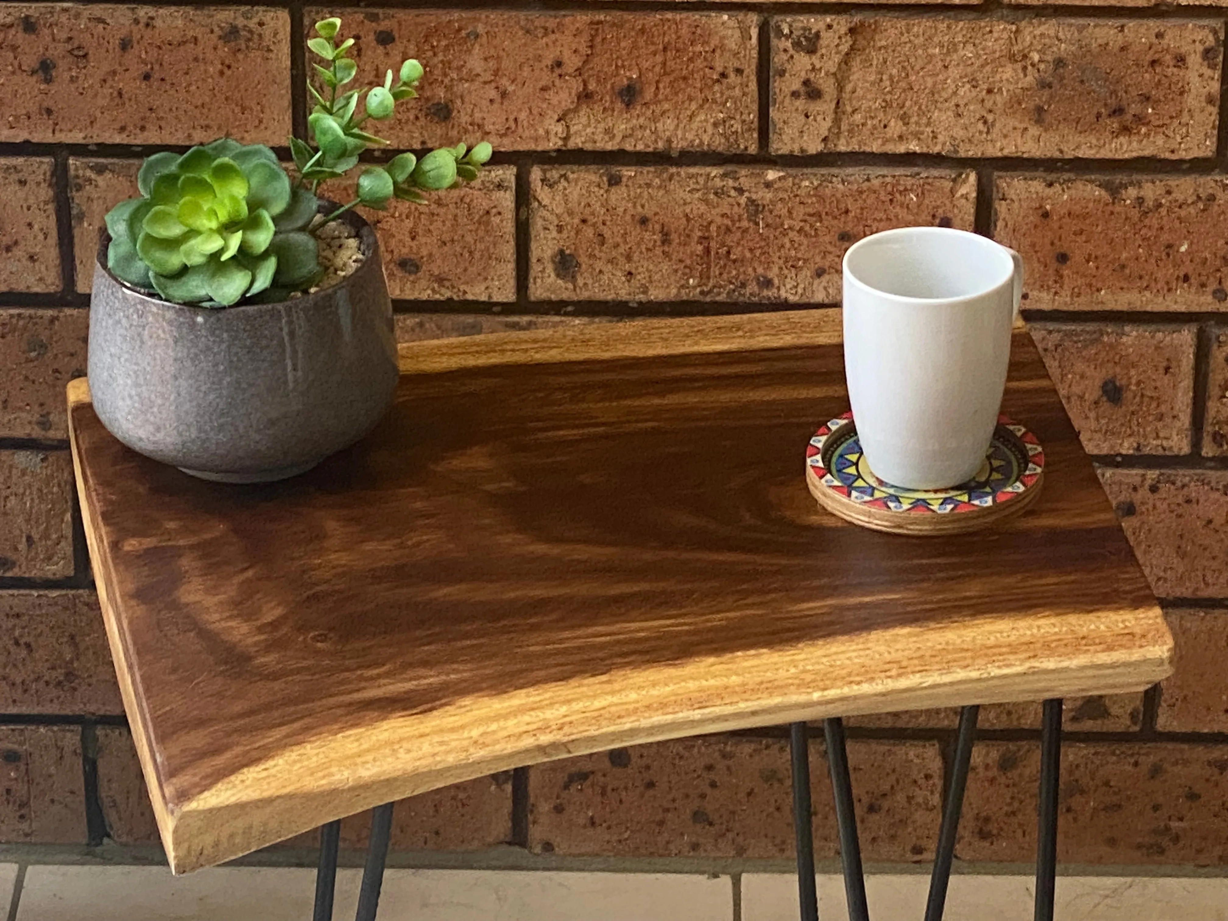 Bedside Table- Live Edge natural Wooden Side Table / Corner Table / Plant or book Stand Raintree Wood-OS56 model