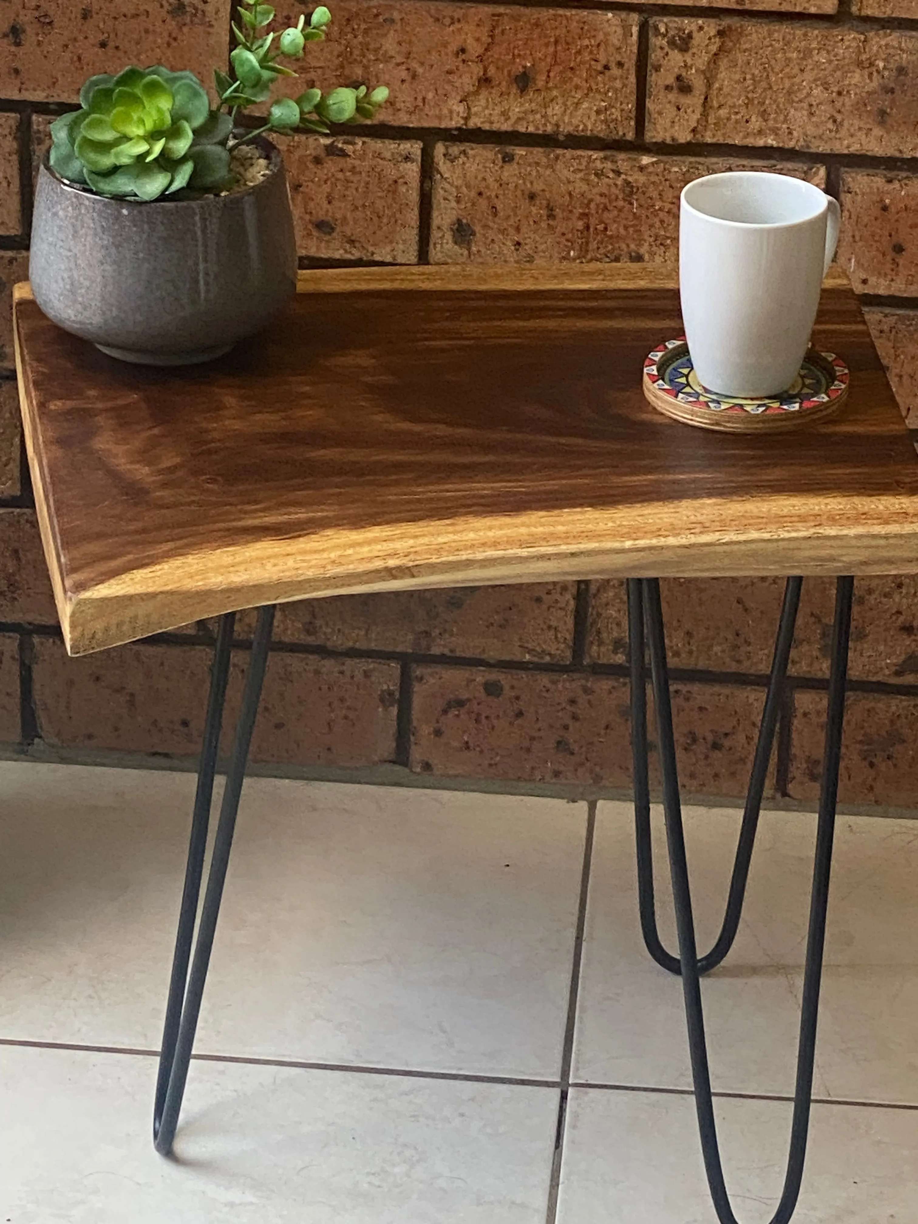Bedside Table- Live Edge natural Wooden Side Table / Corner Table / Plant or book Stand Raintree Wood-OS56 model