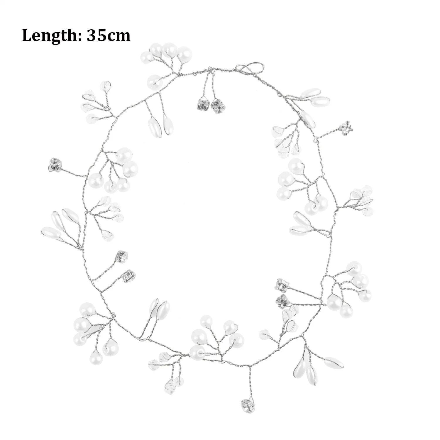 Crystal Pearl Bridal Tiaras Hairbands Hairpins Bridesmaid Diamante Hair Vine Accessories Wedding Jewelry 35cm Headwear
