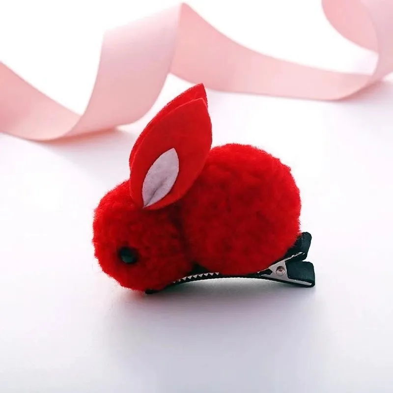 Cute Three-dimensional Bunny Hairpin Children's Plush Clip Baby Rabbit Hair Band Headwear Side Clip Hairpin