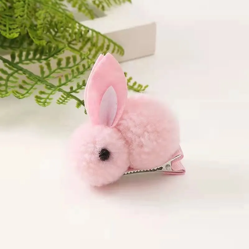 Cute Three-dimensional Bunny Hairpin Children's Plush Clip Baby Rabbit Hair Band Headwear Side Clip Hairpin