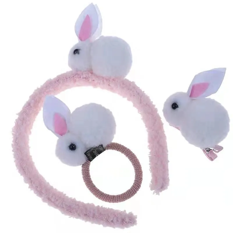Cute Three-dimensional Bunny Hairpin Children's Plush Clip Baby Rabbit Hair Band Headwear Side Clip Hairpin