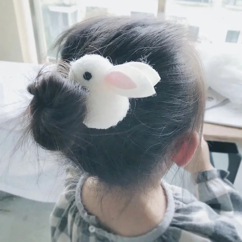 Cute Three-dimensional Bunny Hairpin Children's Plush Clip Baby Rabbit Hair Band Headwear Side Clip Hairpin