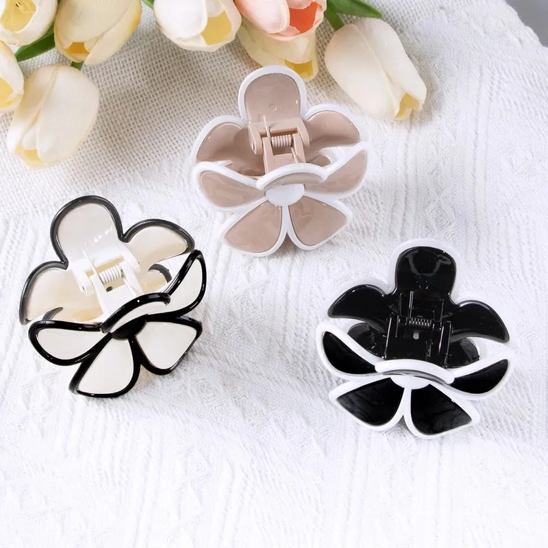 Dust Ornament Flower-Shaped Plastic Hair Clip Hair Clip Back Head Headdress Hairpin Five Petal Flower New Hairpin
