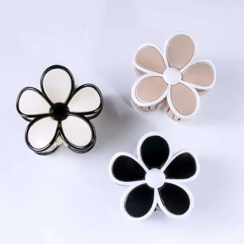 Dust Ornament Flower-Shaped Plastic Hair Clip Hair Clip Back Head Headdress Hairpin Five Petal Flower New Hairpin