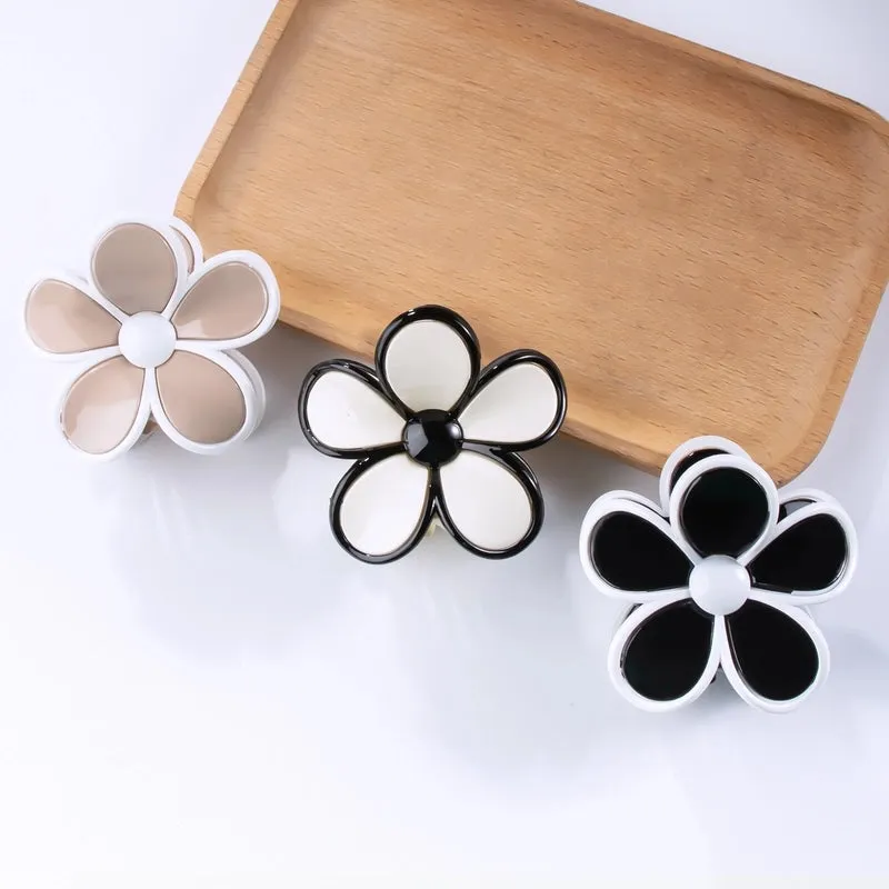 Dust Ornament Flower-Shaped Plastic Hair Clip Hair Clip Back Head Headdress Hairpin Five Petal Flower New Hairpin