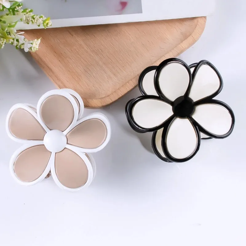 Dust Ornament Flower-Shaped Plastic Hair Clip Hair Clip Back Head Headdress Hairpin Five Petal Flower New Hairpin