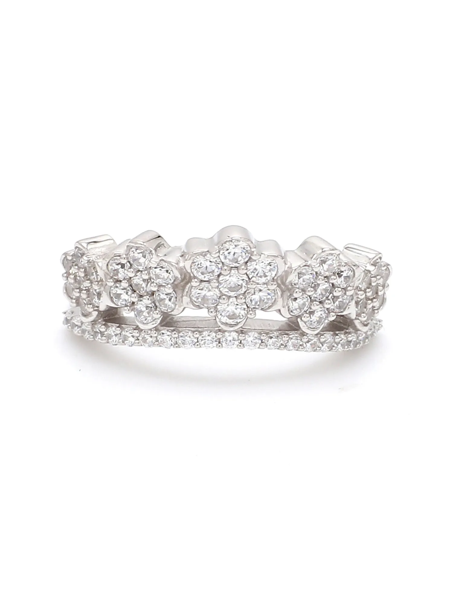 Flower Crown Ring For Women In Silver