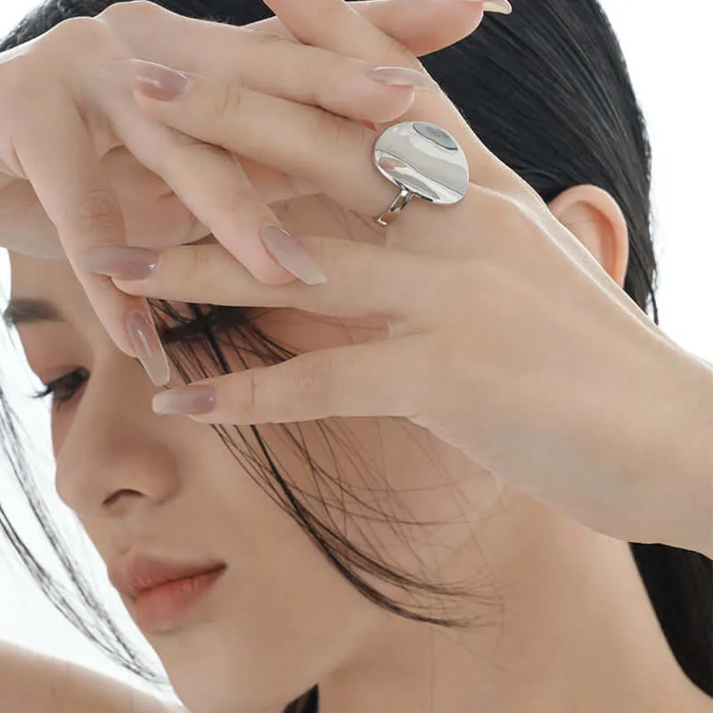 Geometric Round Silver Vintage Band Rings