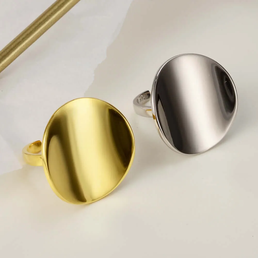 Geometric Round Silver Vintage Band Rings