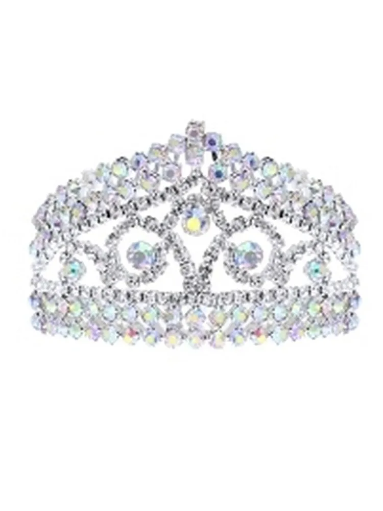 Girls Silver Rhinestone Pageant Flower Girl Comb Tiara