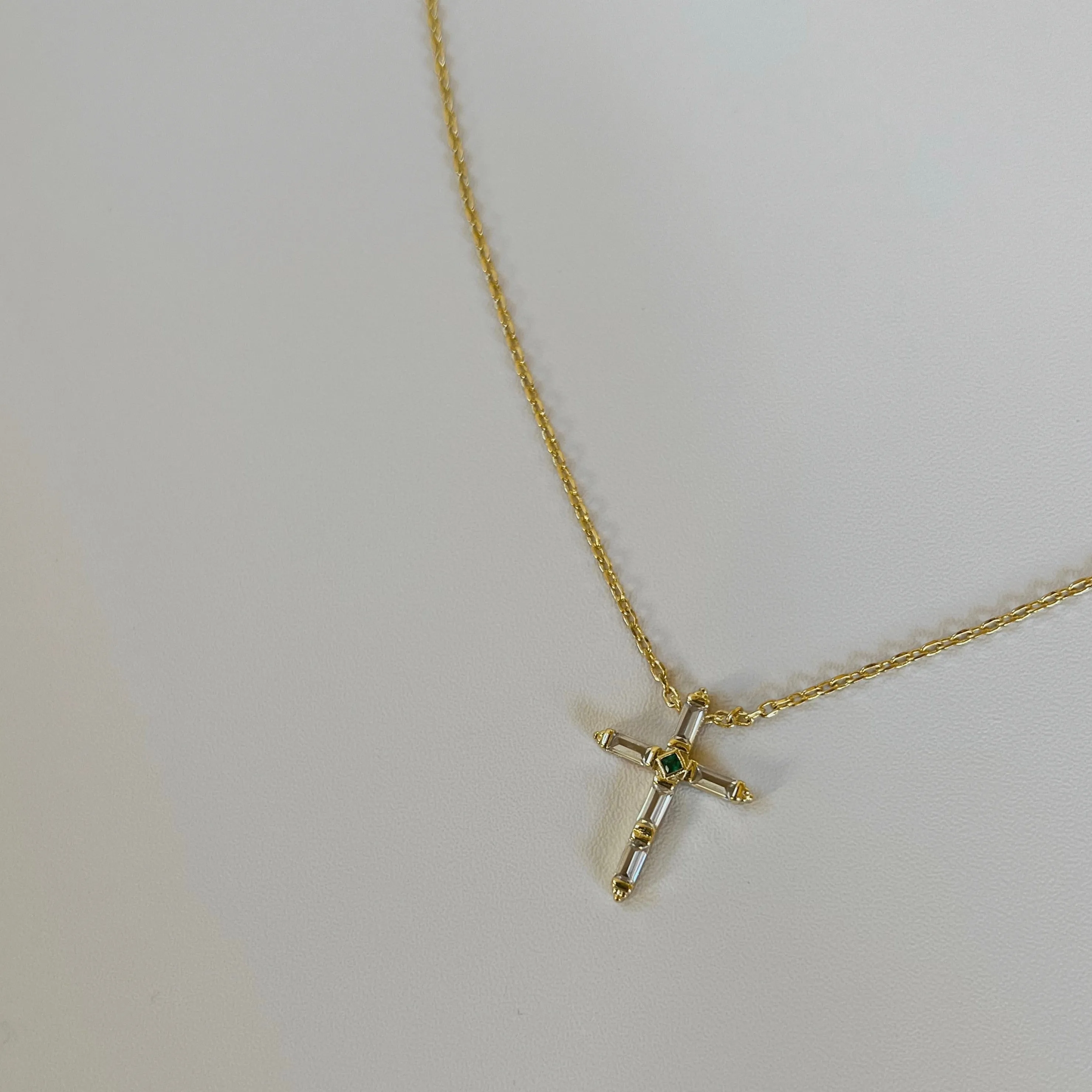 Gold Zircon Cross Necklace