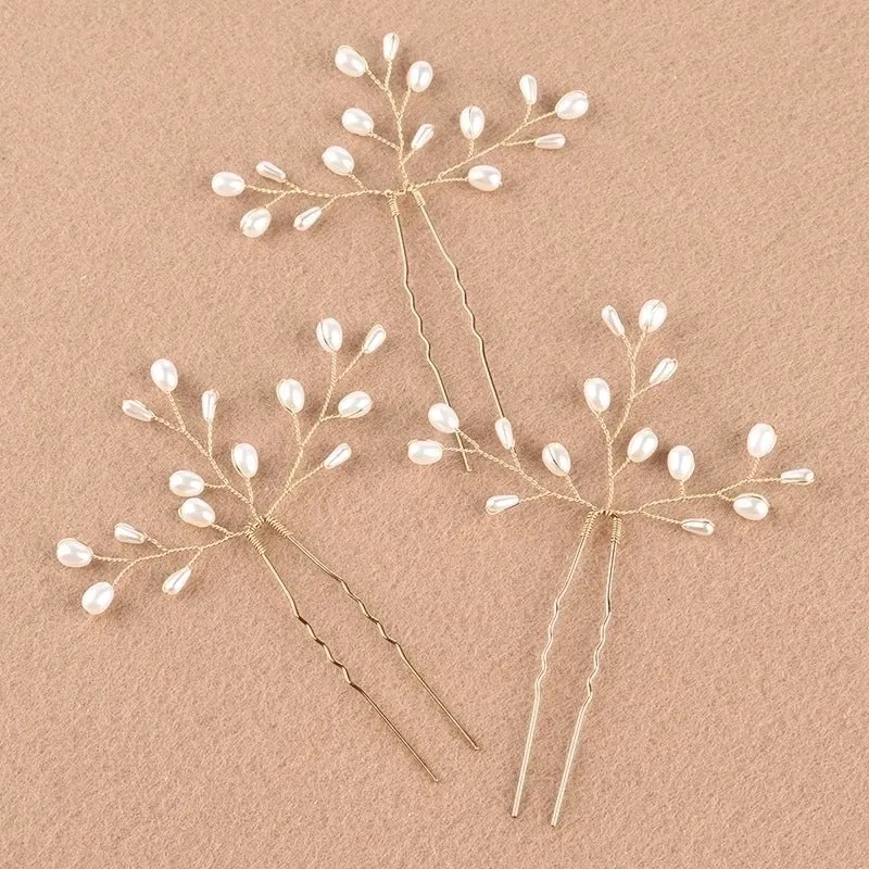 Handmade Pearl Hairpin Bridal Simple Beautiful Daily Hair Accessories Hairpin Handmade Beaded Pearl Gold Silver Hair Accessories