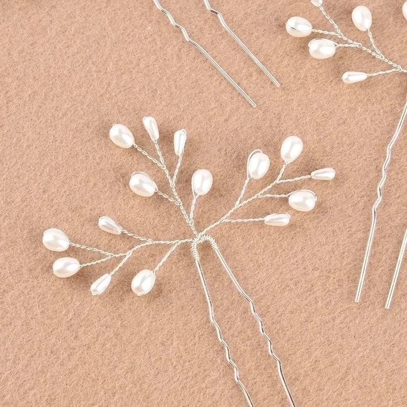 Handmade Pearl Hairpin Bridal Simple Beautiful Daily Hair Accessories Hairpin Handmade Beaded Pearl Gold Silver Hair Accessories