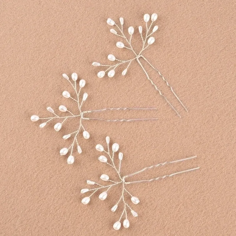 Handmade Pearl Hairpin Bridal Simple Beautiful Daily Hair Accessories Hairpin Handmade Beaded Pearl Gold Silver Hair Accessories