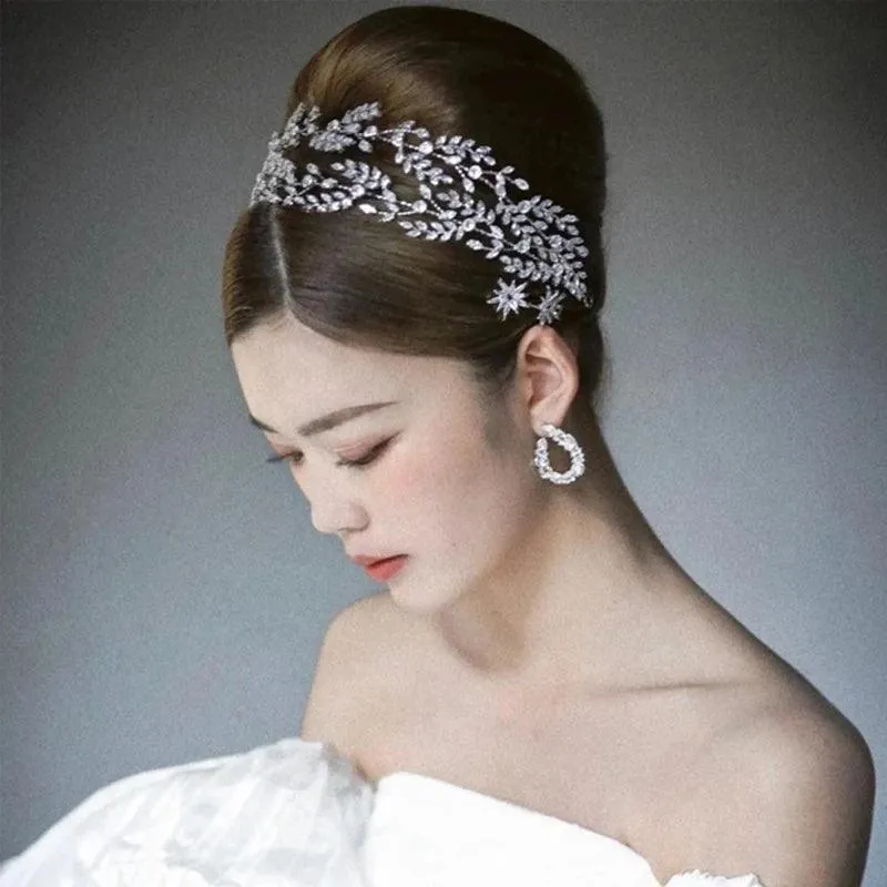 Irregular Zircon Wedding Hairband – Crystal Crown Bridal Hair Jewelry for Evening & Weddings
