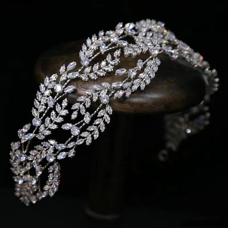 Irregular Zircon Wedding Hairband – Crystal Crown Bridal Hair Jewelry for Evening & Weddings