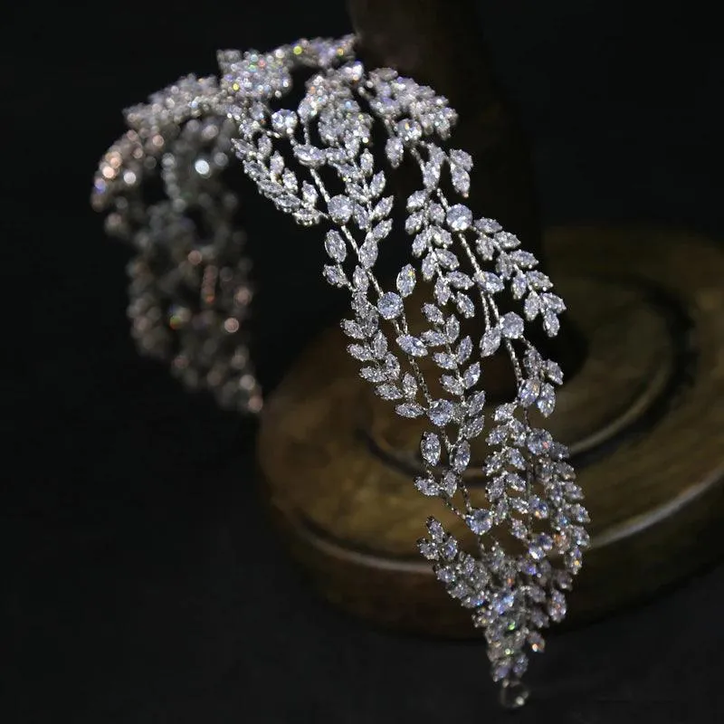 Irregular Zircon Wedding Hairband – Crystal Crown Bridal Hair Jewelry for Evening & Weddings