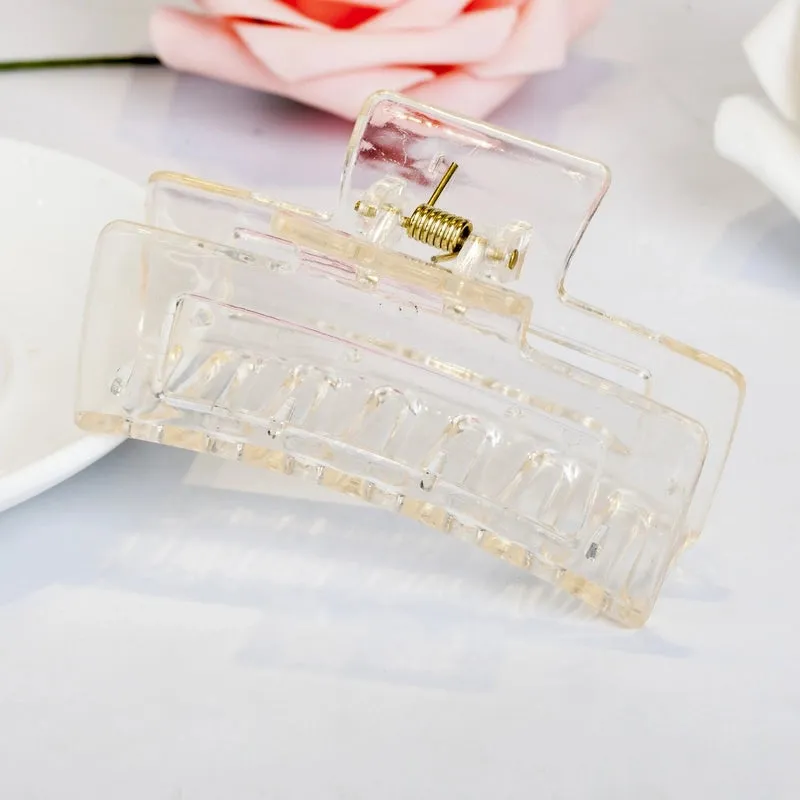 Korean Retro  Grab Clip Geometric Square Hollow Hairpin Shampoo Plate Hairpin Solid Color Opal Leopard Hair Accessories