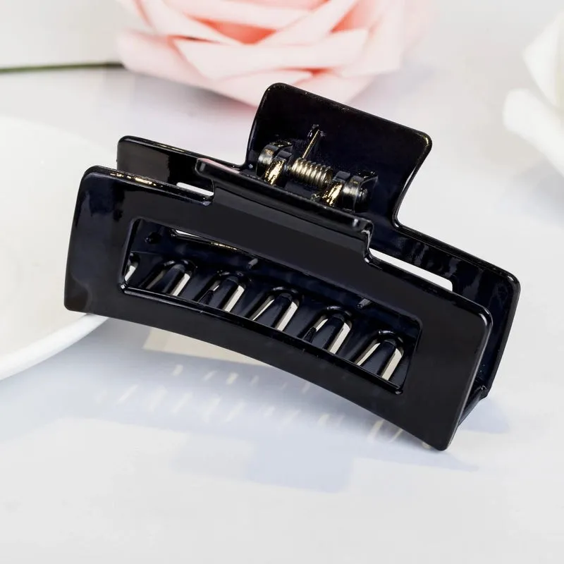 Korean Retro  Grab Clip Geometric Square Hollow Hairpin Shampoo Plate Hairpin Solid Color Opal Leopard Hair Accessories