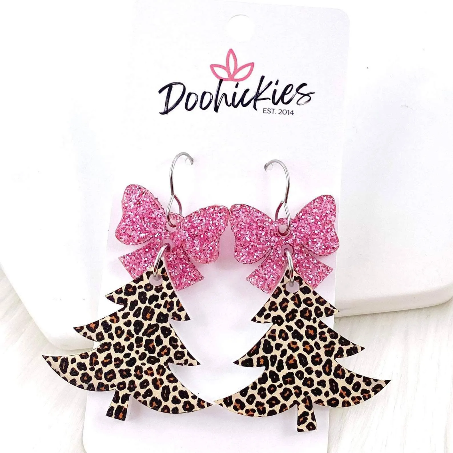 Leopard Christmas Earrings