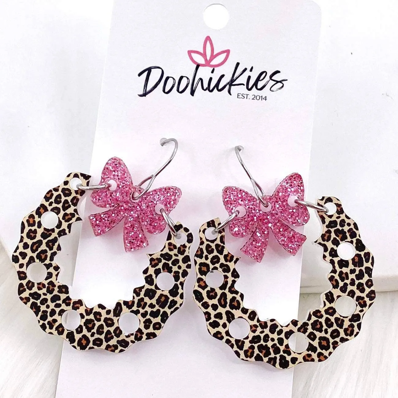 Leopard Christmas Earrings