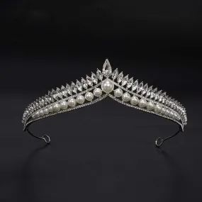 Luxury Pearl Princess Rhinestone Tiara - Queen Pageant Prom Crown for Weddings