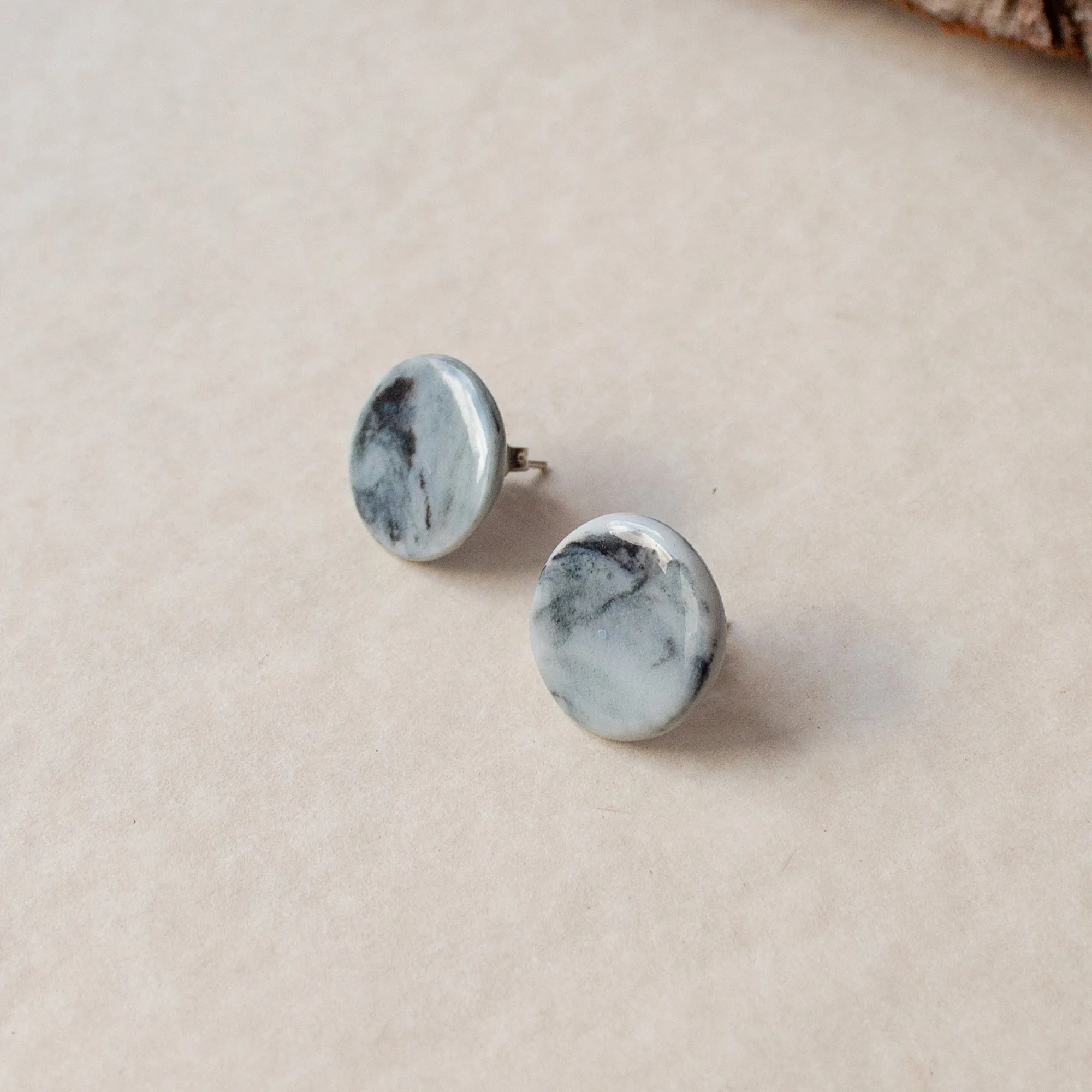 Marble porcelain stud earrings
