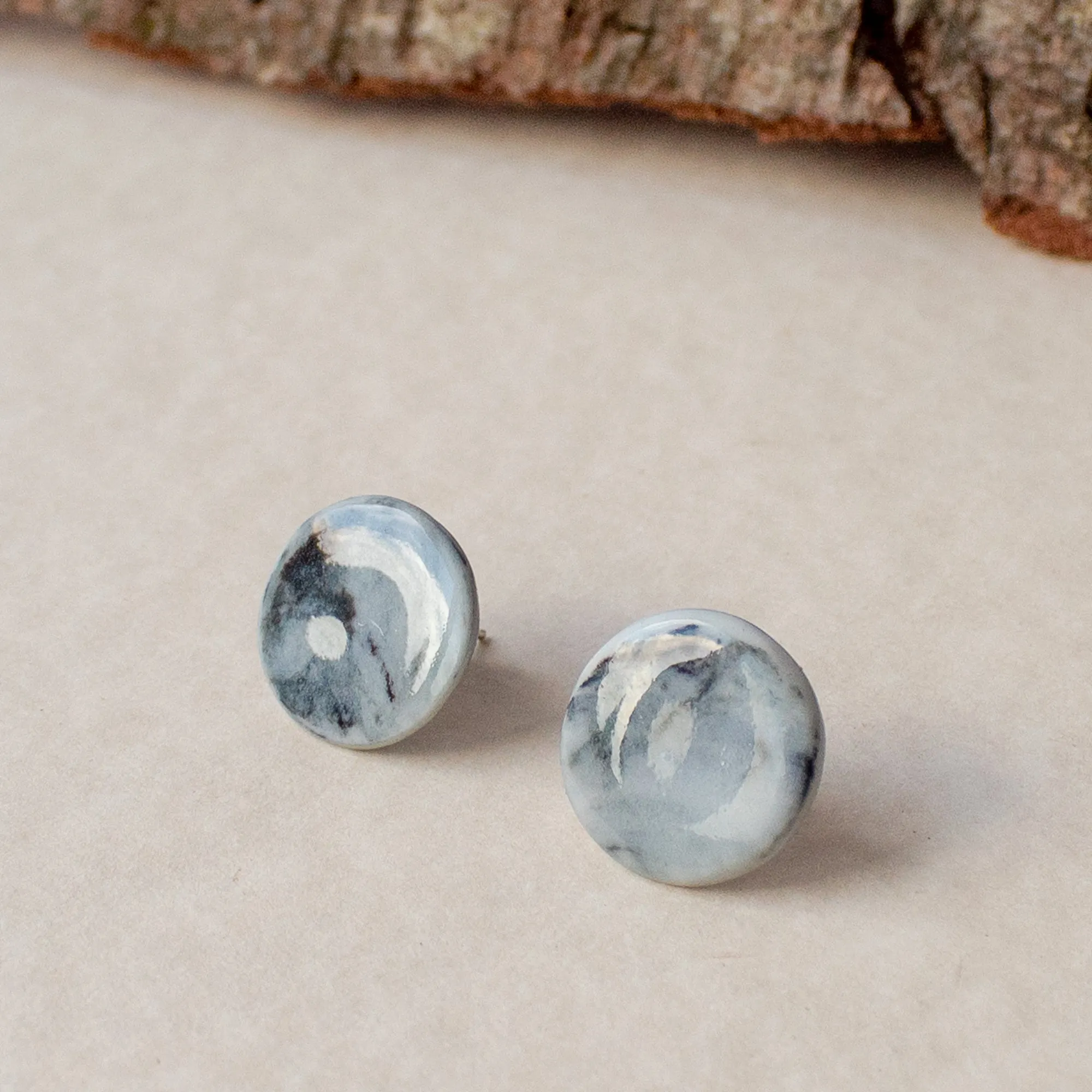 Marble porcelain stud earrings