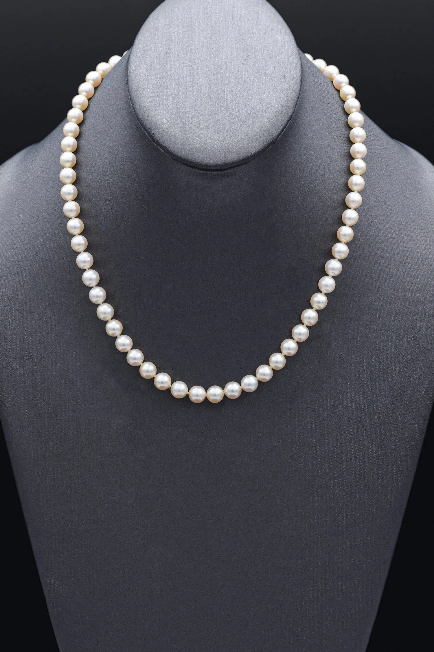 Mikimoto 7.5x7 mm A  Pearl 18K Yellow Gold Beaded Strand Necklace 18"  Box Cert