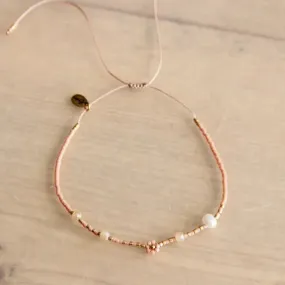 Miyuki anklet with daisy flower - Salmon