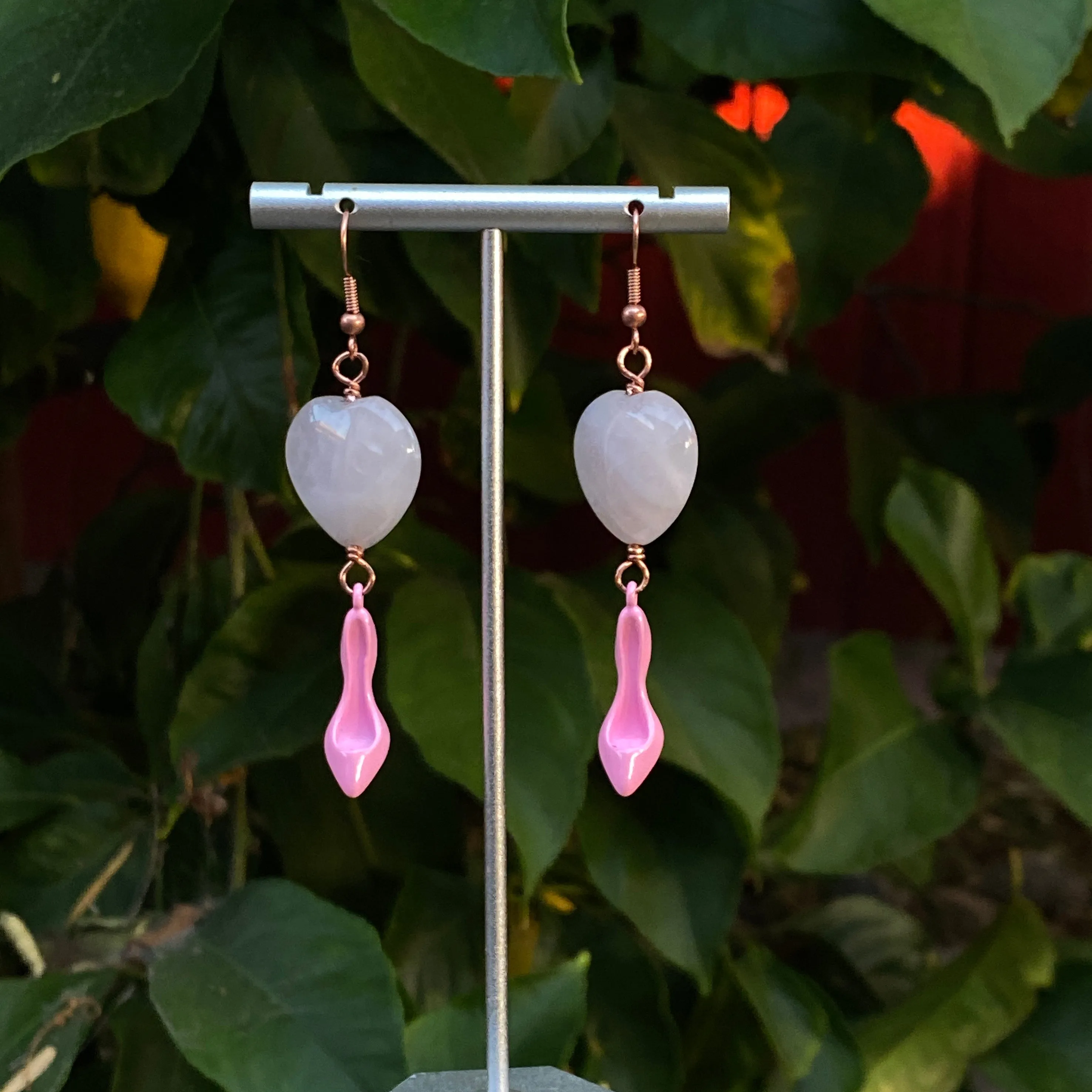 Pink Shoe and Rose Quartz Earrings-large