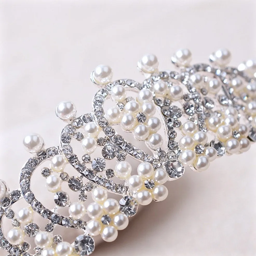 "Autumn" - Wedding Pearl and Cubic Zirconia Tiara