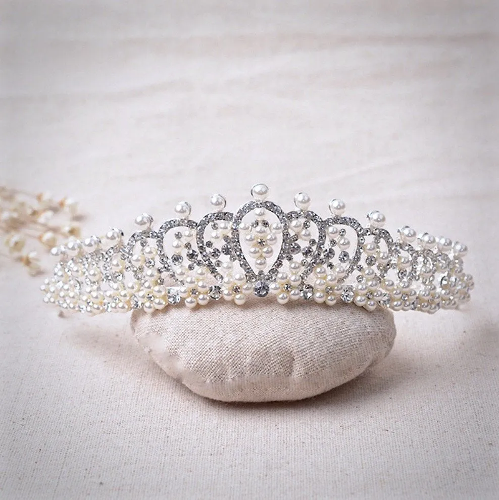 "Autumn" - Wedding Pearl and Cubic Zirconia Tiara