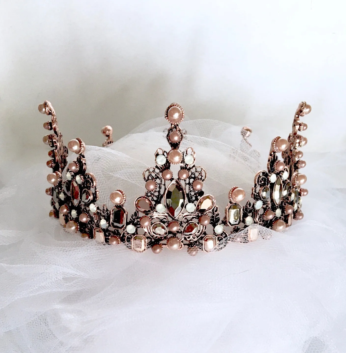 "Eliette" - Baroque Pearl Bridal Crown Tiara