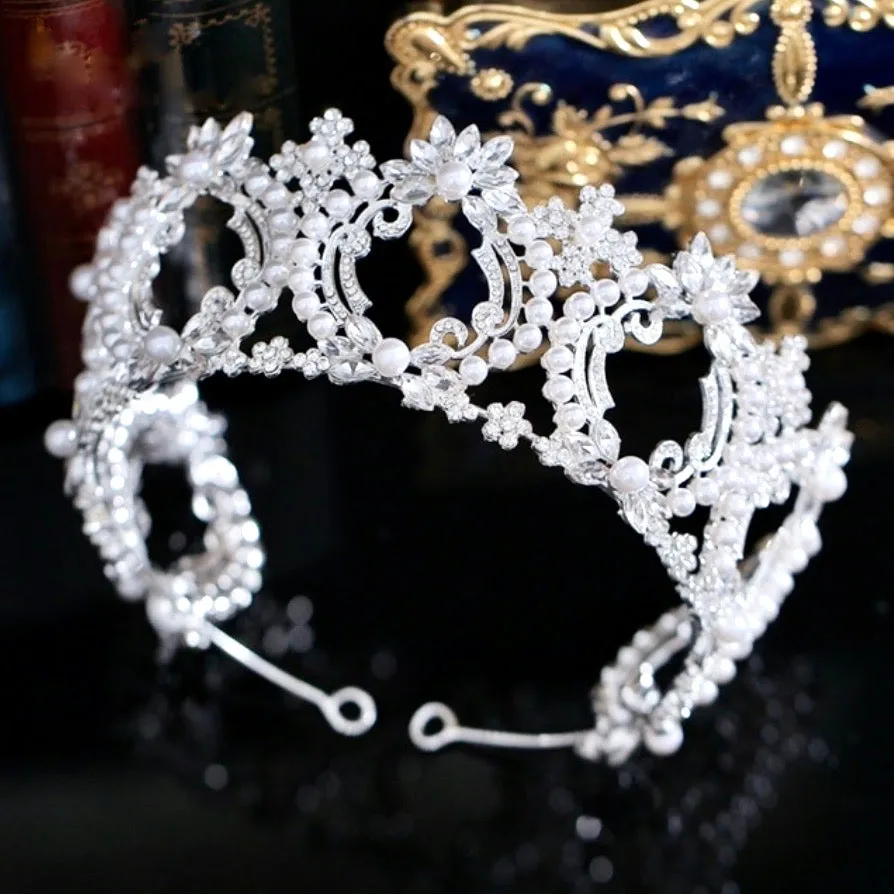"Everleigh" - Pearl and Crystal Bridal Tiara - Available in Gold and Silver