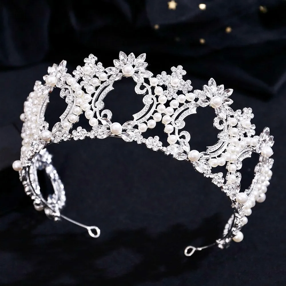 "Everleigh" - Pearl and Crystal Bridal Tiara - Available in Gold and Silver
