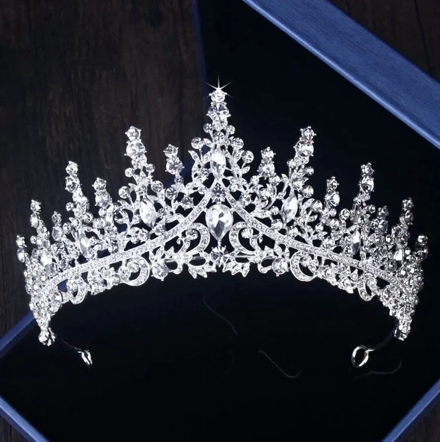 "Gayle" - Silver Cubic Zirconia 3-Piece Bridal Jewelry Set With Tiara