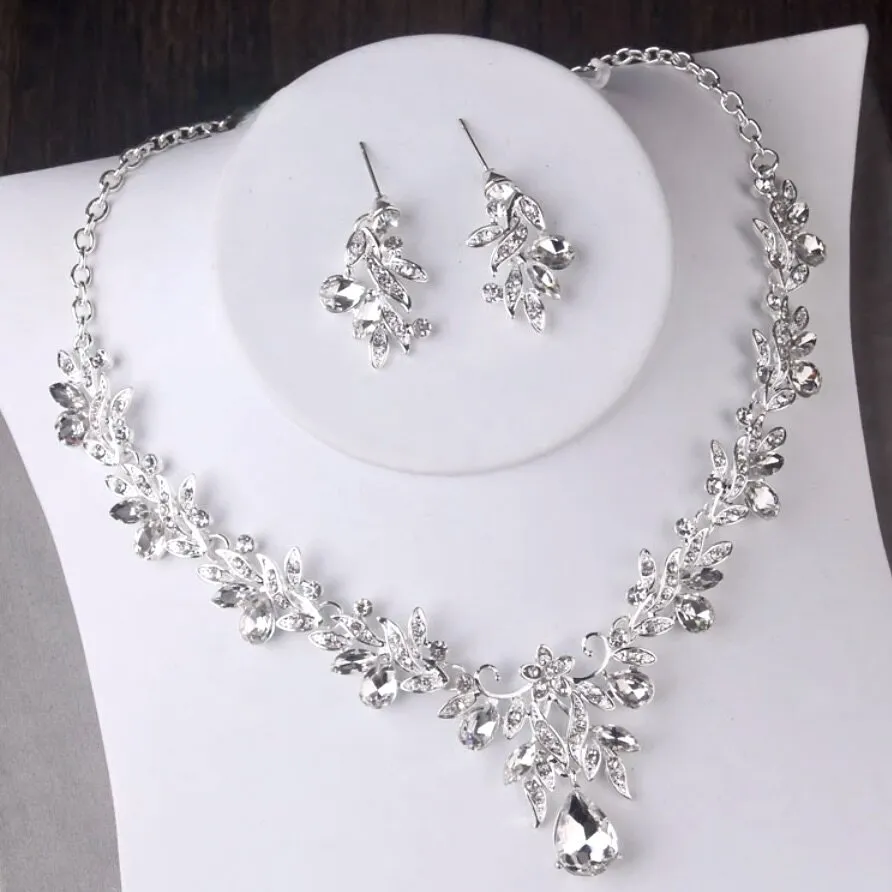"Gayle" - Silver Cubic Zirconia 3-Piece Bridal Jewelry Set With Tiara