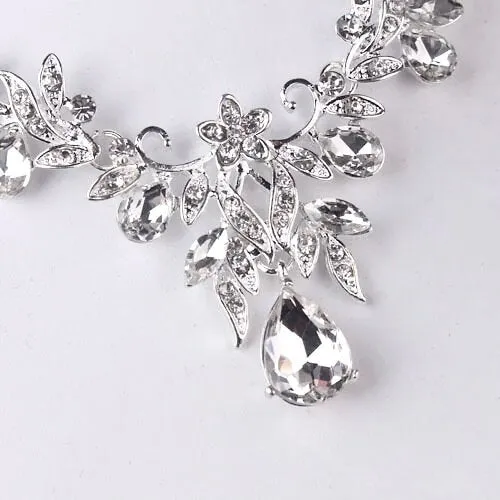 "Gayle" - Silver Cubic Zirconia 3-Piece Bridal Jewelry Set With Tiara
